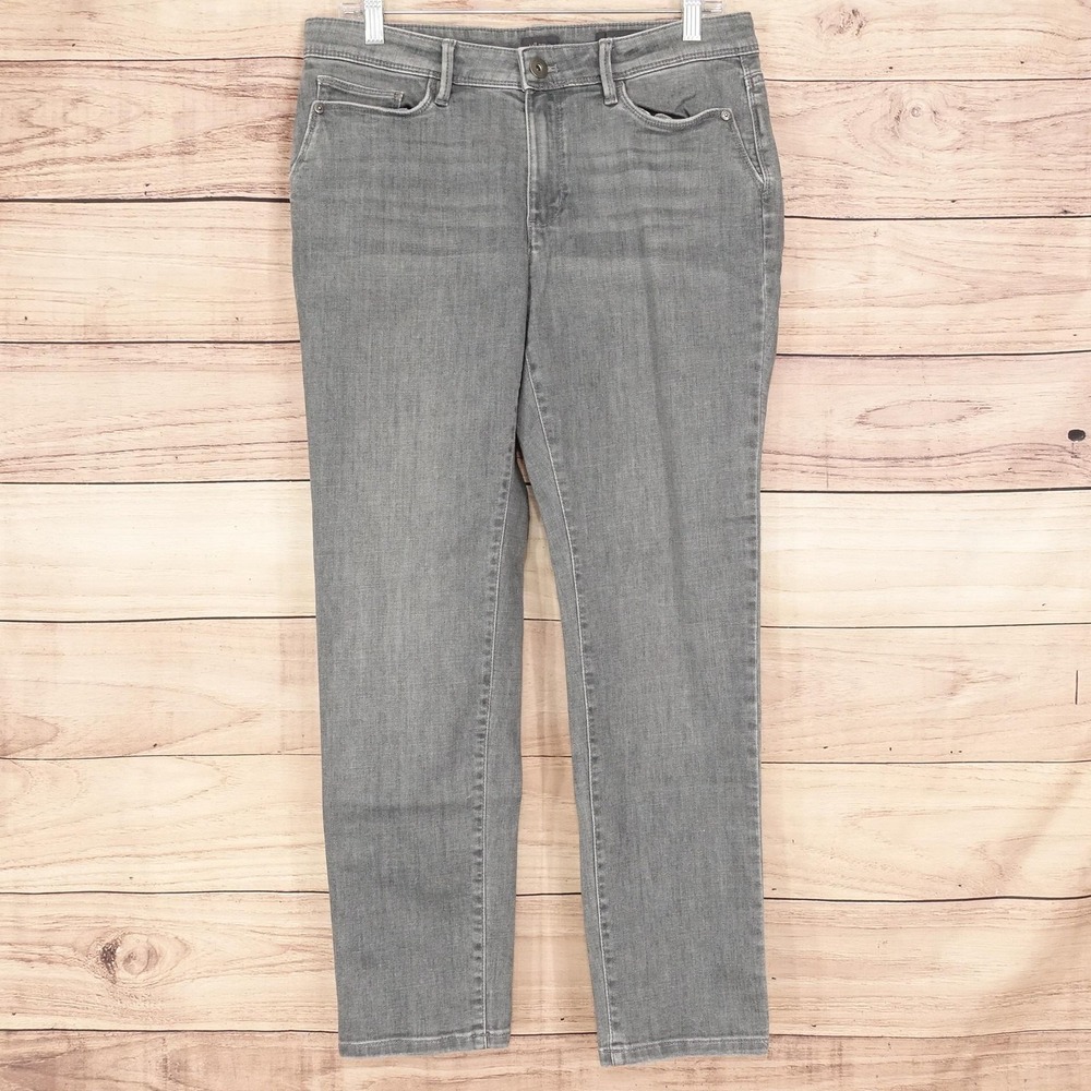 J. Jill Slim Ankle Jeans Womens 10 Gray Charcoal Wash Stretch 32x27.5 Denim